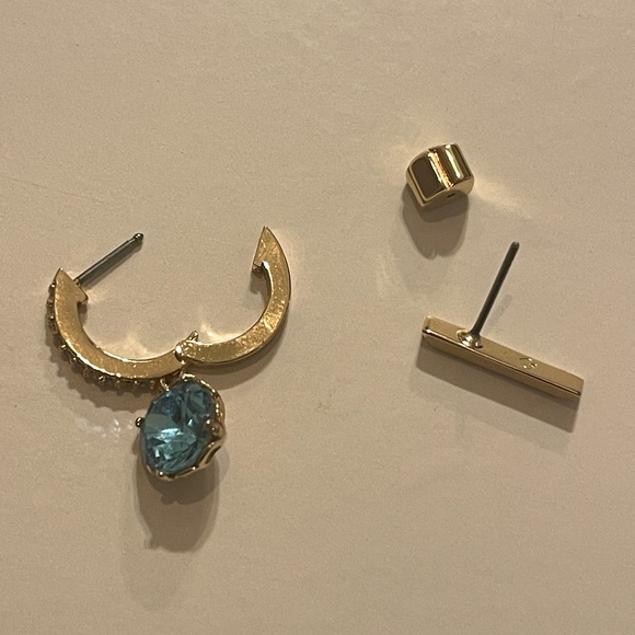 Kate spade mismatched earrings blue stone gold - Picture 4 of 10